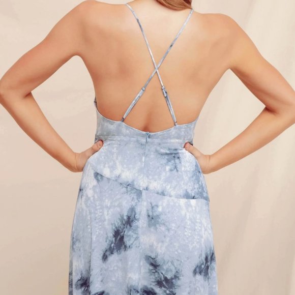 ASTR The Label Holland Ruffle Tie Dye Maxi Dress Blue - Picture 4 of 7
